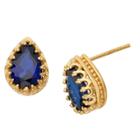 2 2/3 Tcw Tiara Gold Over Silver Pear-cut Sapphire Crown Earrings, Women's, Blue
