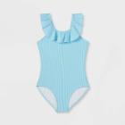 Girls' Striped One Piece Swimsuit - Cat & Jack Blue