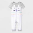 Petitebaby Girls' Short Sleeve Critter Tiger Face Romper - Cat & Jack Gray Newborn, Girl's, White