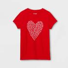Girls' 'valentine's Day Heart' Short Sleeve Graphic T-shirt - Cat & Jack Red