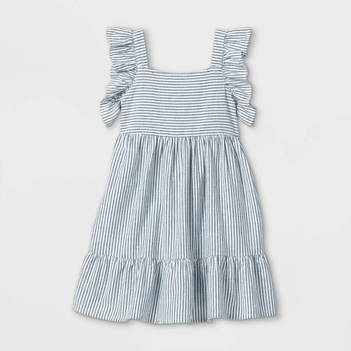 Girls' Tiered Woven Flutter Sleeve Dress - Cat & Jack Blue