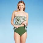Women's High Waist Bikini Bottom With Tummy Control - Kona Sol Dark Green