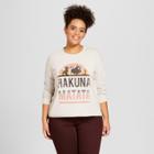 Disney Women's Plus Size The Lion King Hakuna Matata Graphic Pullover Sweatshirt - Cream