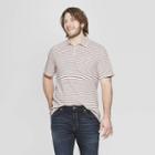Men's Big & Tall Striped Regular Fit Short Sleeve Jersey Polo Shirt - Goodfellow & Co Dusk Pink