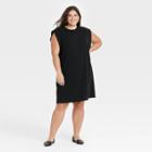 Women's Plus Size Sleeveless T-shirt Dress - A New Day Black