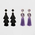 Sugarfix By Baublebar Luxe Tassel Drop Earring Gift Set, Kids Unisex, Black/purple