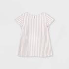 Maternity Striped Flutter Short Sleeve With Tie-waist Woven Top - Isabel Maternity By Ingrid & Isabel Pink/white