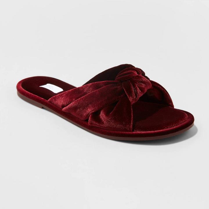 Women's Gracie Velvet Knotted Slide Slippers - Stars Above Burgundy