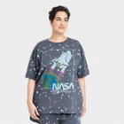 Women's Nasa Plus Size Splatter Oversized Short Sleeve Graphic T-shirt - Gray