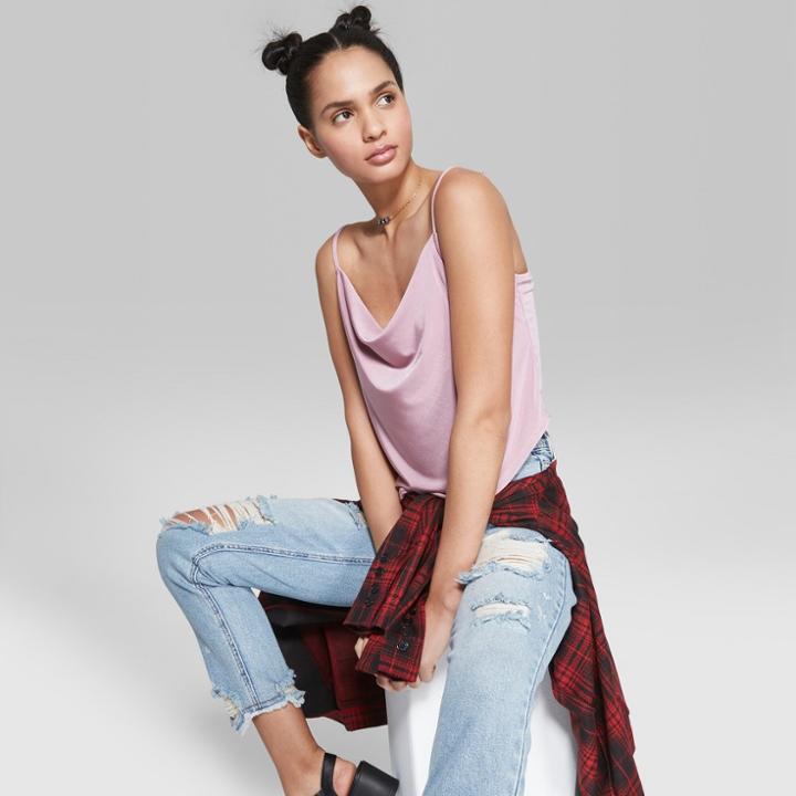 Women's Cowl Neck Slinky Cami - Wild Fable Mauve (pink)