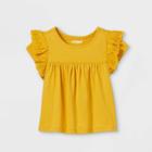 Toddler Girls' Eyelet Short Sleeve Blouse - Cat & Jack Mustard