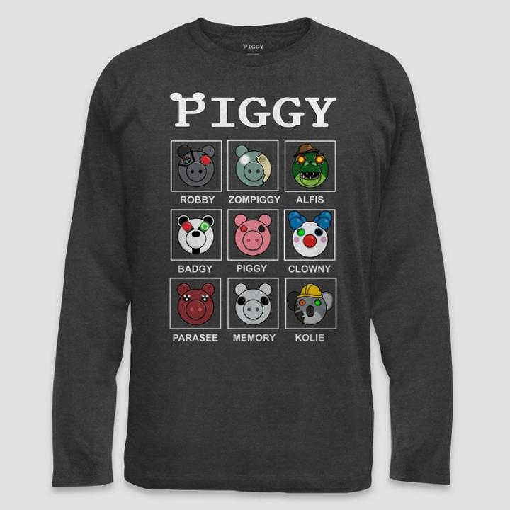 Boys' Piggy Long Sleeve Graphic T-shirt - Gray