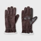 Isotoner Women's Smartdri Microfiber With Gathered Wrist Gloves - Brown S/m, Brown White