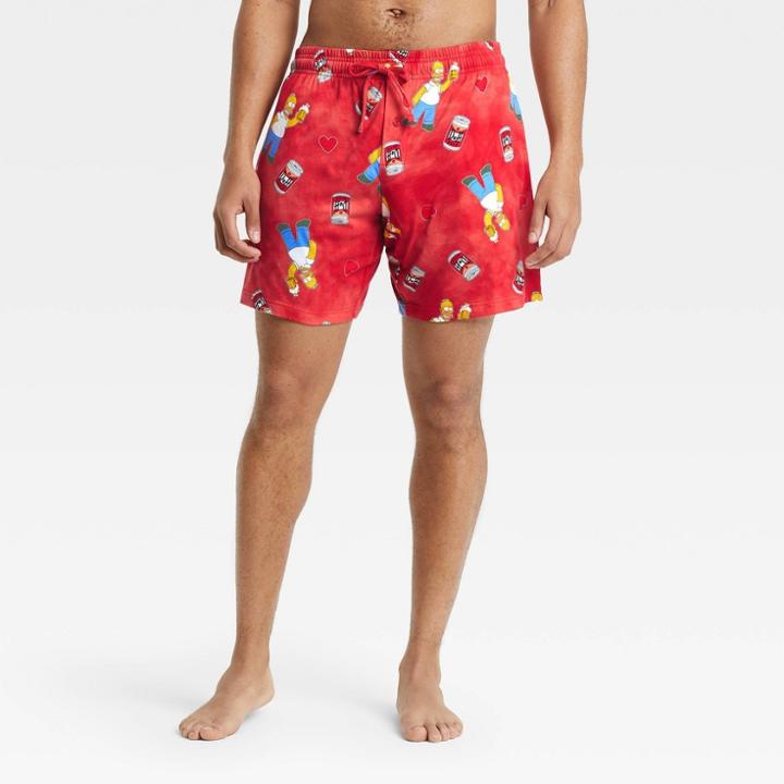Men's The Simpsons Tie-dye Pajama Shorts - Red