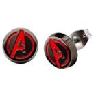 Marvel The Avengers Logo Stainless Steel Stud Earrings - Black/red, Adult Unisex