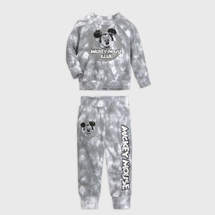 Baby Boys' Disney Mickey Mouse Top & Bottom Set - Gray 0-3m - Disney