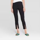 Women's Mid-rise Front Split Skinny Ankle Length Pull-on Pants - Who What Wear Black