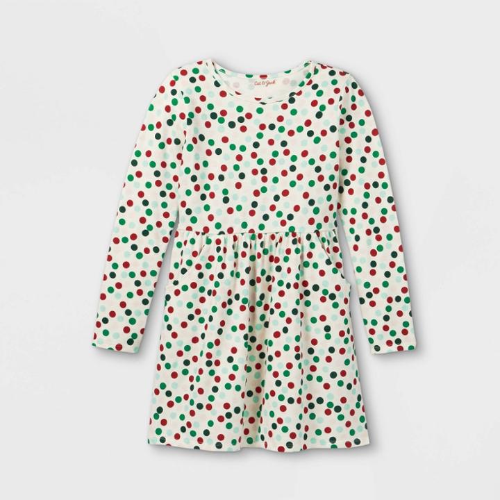 Girls' Printed Long Sleeve Knit Dress - Cat & Jack Xxl,