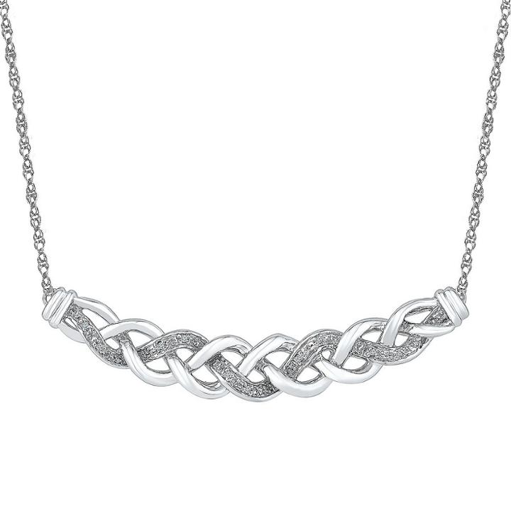 Target Diamond Accent White Diamond Prong Set Loose-braid Necklace In Sterling Silver (ij-i2-i3), Girl's