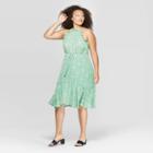 Women's Plus Size Halter Neck A Line Dress - Who What Wear Green/white