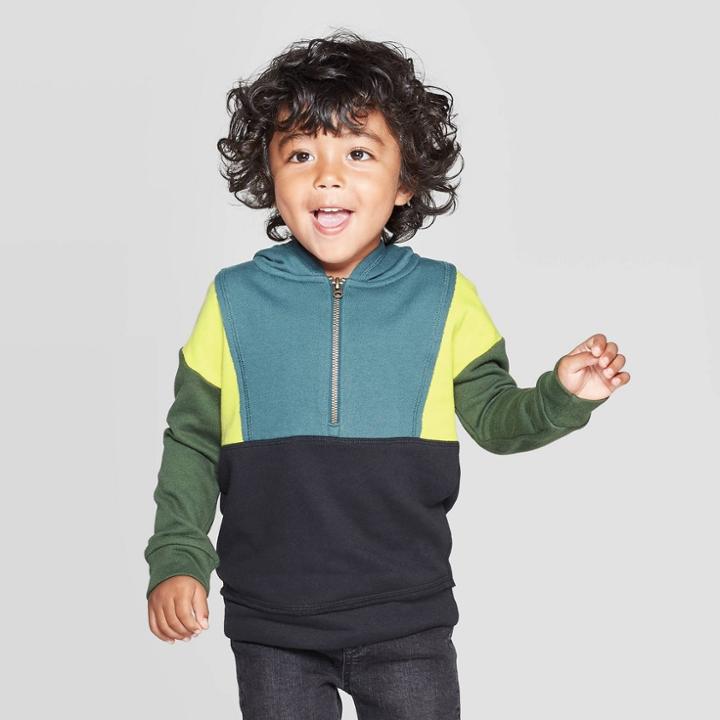 Toddler Boys' Colorblock Hoodie - Art Class Black/olive 12m, Toddler Boy's,