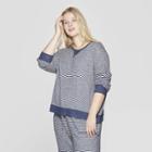 Women's Plus Size Striped Perfectly Cozy Lounge Sweatshirt - Stars Above Navy