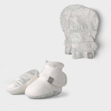 Goumikids Baby Organic Cotton Bamboo Coastal Mittens & Boots - White
