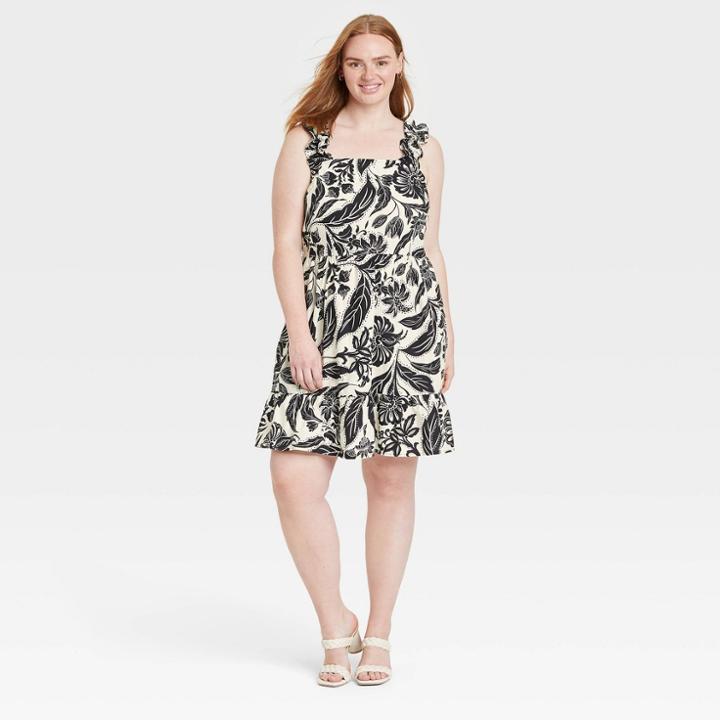 Women's Plus Size Sleeveless Dress - Who What Wear Cream Floral 2x, Ivory Floral
