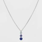 Silver Plated Triple Round Multi Cubic Zirconia Necklace - A New Day Blue