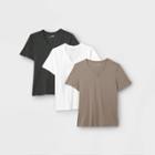 Women's Short Sleeve V-neck 3pk Bundle T-shirt - Universal Thread Dark Gray/white/gray