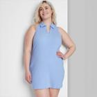 Women's Plus Size Sleeveless Knit Bodycon Polo Dress - Wild Fable Blue