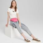 Women's Short Sleeve Ribbed With Embroidered Butterfly T-shirt - Wild Fable White