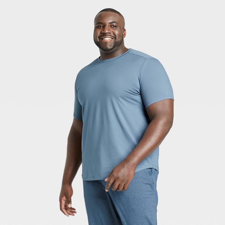 Men's Short Sleeve Soft Gym T-shirt - All In Motion Blue Gray S, Men's,