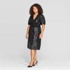 Women's Plus Size Short Sleeve V-neck Midi Dress - Who What Wear Black