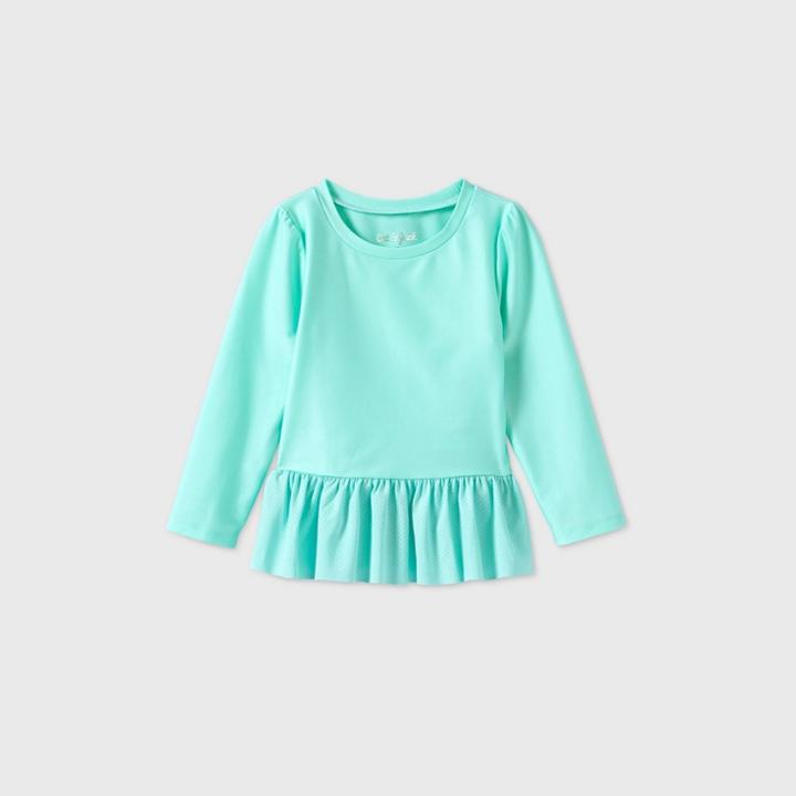 Toddler Girls' Ruffle Rash Guard - Cat & Jack Aqua