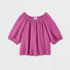 Women's Bubble Elbow Sleeve Blouse - Universal Thread Pink