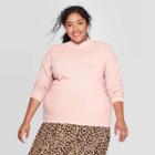 Women's Plus Size Long Sleeve Turtleneck Pullover Sweater - Ava & Viv Pink X, Women's