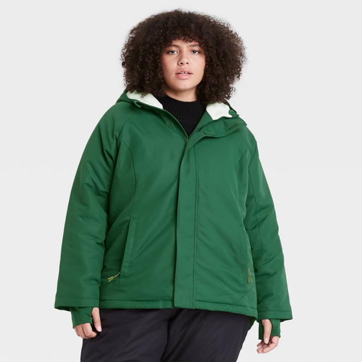 Women's Plus Size Cold Weather Parka - All In Motion Dark Green