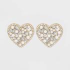 Sugarfix By Baublebar Mixed Media Heart Earrings - Peral, Women's, Beige