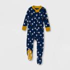 Honest Baby Girls' Falling Flowers Footed Pajama - Navy