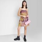 Women's Sleeveless Mesh Seamed Skater Dress - Wild Fable Dark Mauve Tie-dye Xs, Dark Pink Tie-dye