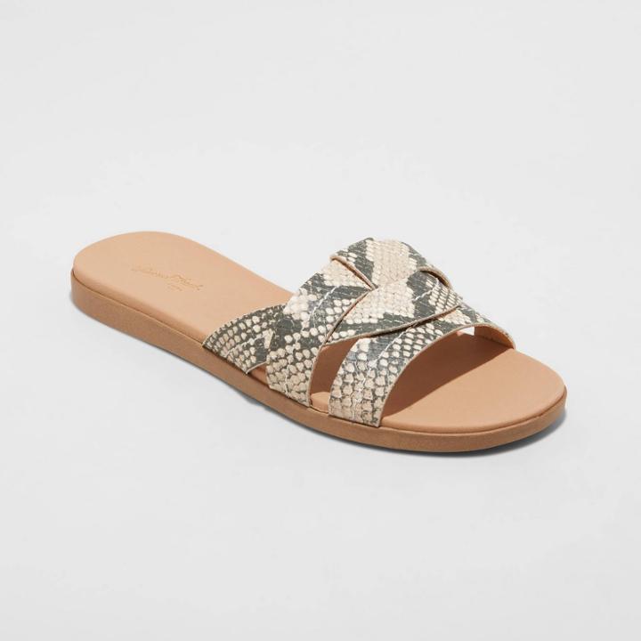 Women's Kenzie Snake Print Slide Sandals - Universal Thread Gray