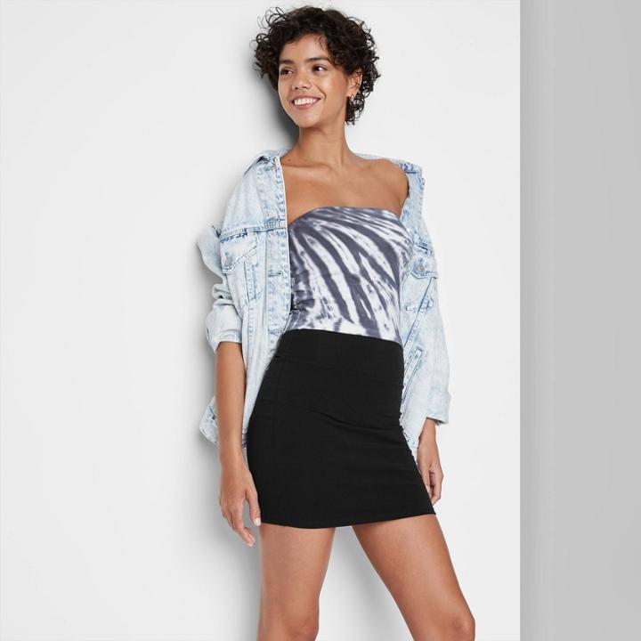 Women's Knit Bodycon Mini Pencil Skirt - Wild Fable Black