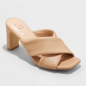 Women's Clementine Padded Crossband Heels - A New Day Tan