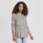 Grayson Threads Women's Leopard Print Long Sleeve Graphic T-shirt - Beige