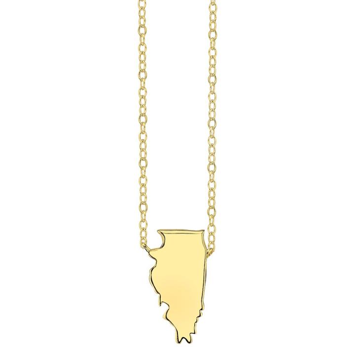 Los Angeles Footnotes State Pendant - Gold, Girl's, Illinois