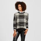 Cliche Women's Plaid Fuzzy Sweater - Clich Black/white