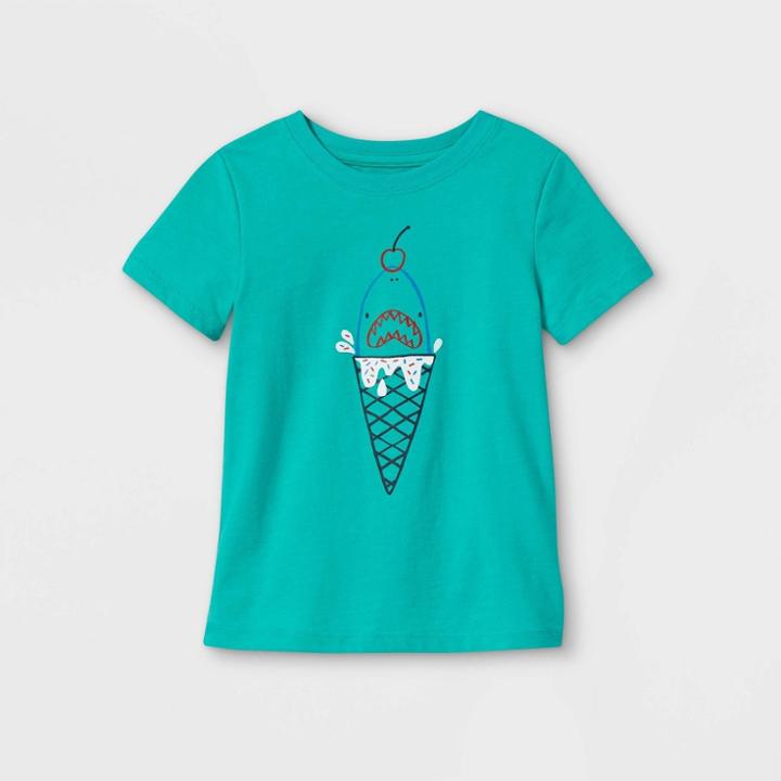 Toddler Boys' Shark Ice Cream Graphic Short Sleeve T-shirt - Cat & Jack Green