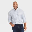 Men's Tall Printed Regular Fit Stretch Poplin Long Sleeve Button-down Shirt - Goodfellow & Co Basin