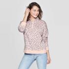 Women's Leopard Print Long Sleeve 1/4 Zip Sweatshirt - Grayson Threads (juniors') - Pink